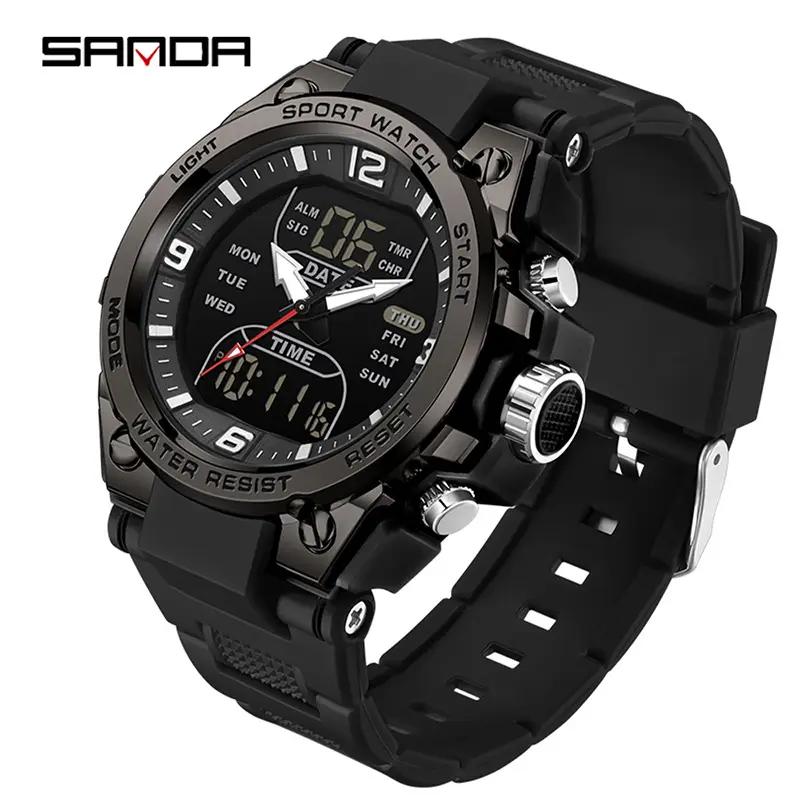 Sanda Brand Waterproof Electronic Watch 49mm Luminous Sports Watch - Image 2