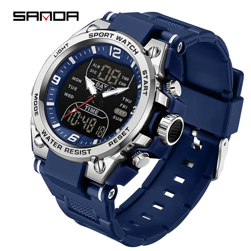 Sanda Brand Waterproof Electronic Watch 49mm Luminous Sports Watch - Image 5