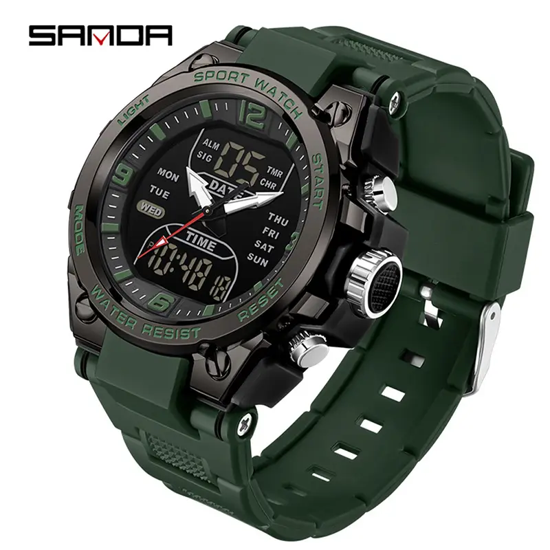 Sanda Brand Waterproof Electronic Watch 49mm Luminous Sports Watch - Image 6