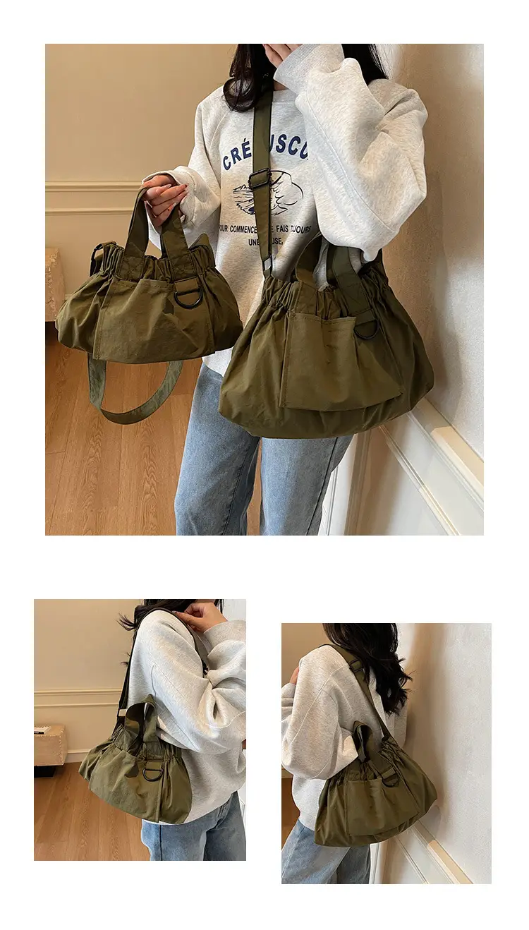 New Women's Olive Green Bucket Bag with Crossbody Strap — feature 11