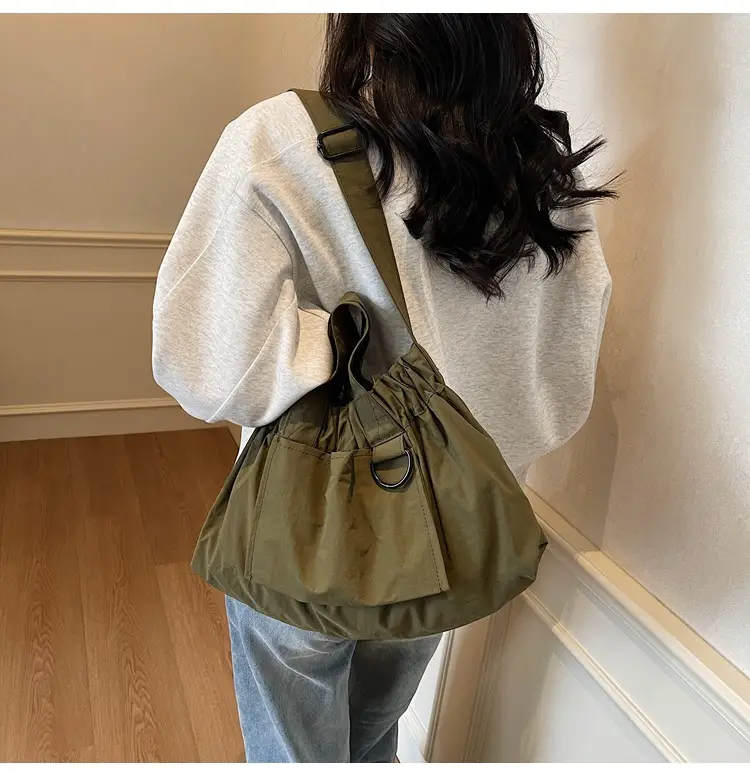 New Women's Olive Green Bucket Bag with Crossbody Strap — feature 15