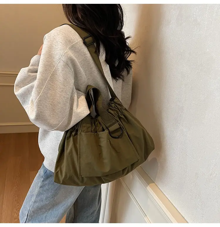 New Women's Olive Green Bucket Bag with Crossbody Strap — feature 16