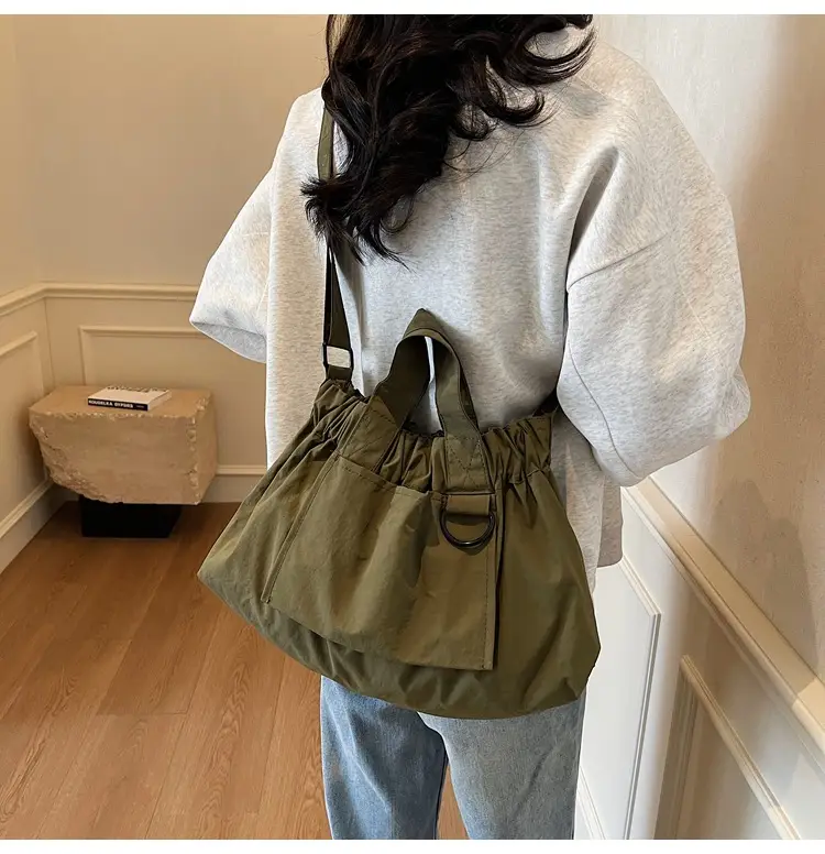 New Women's Olive Green Bucket Bag with Crossbody Strap — feature 17