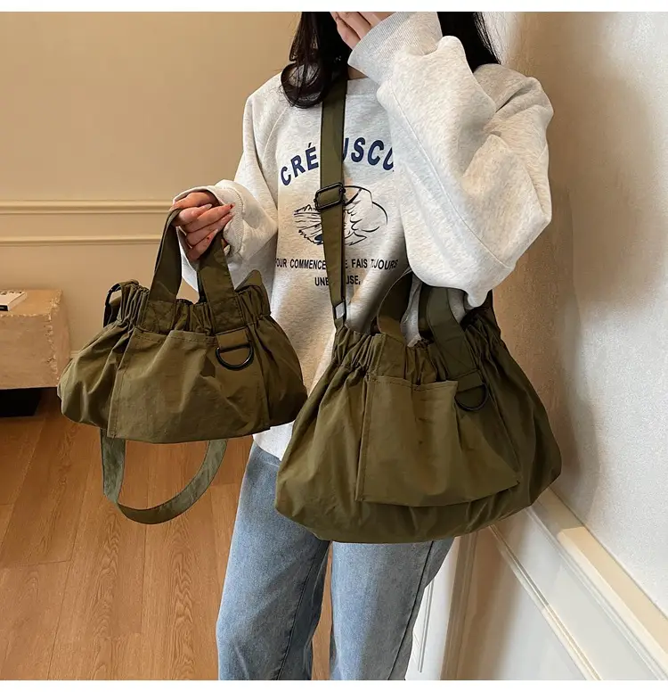 New Women's Olive Green Bucket Bag with Crossbody Strap — feature 18