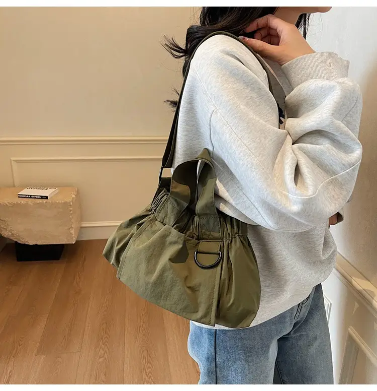 New Women's Olive Green Bucket Bag with Crossbody Strap — feature 19