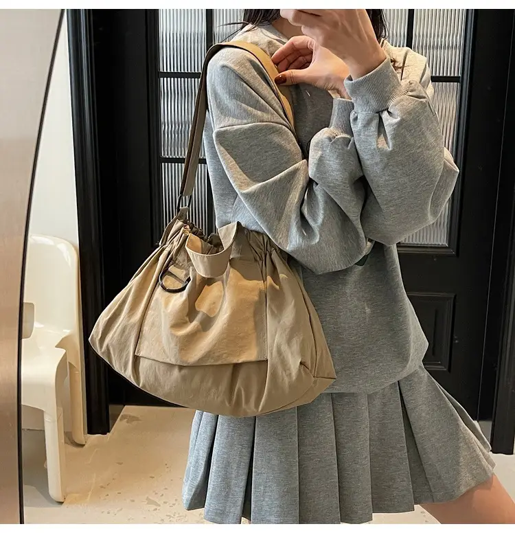 New Women's Olive Green Bucket Bag with Crossbody Strap — feature 25