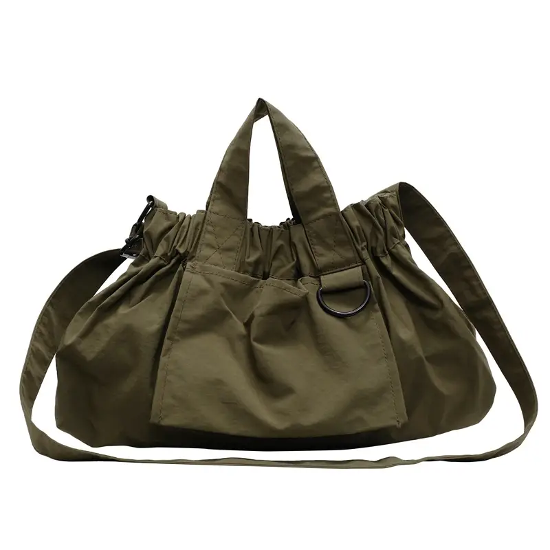 New Women's Olive Green Bucket Bag with Crossbody Strap - Image 5
