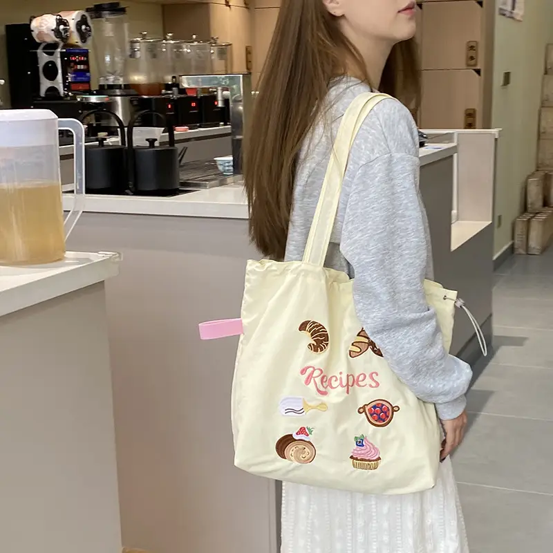 Cartoon Embroidered Shoulder Tote Bag for Women - Image 4
