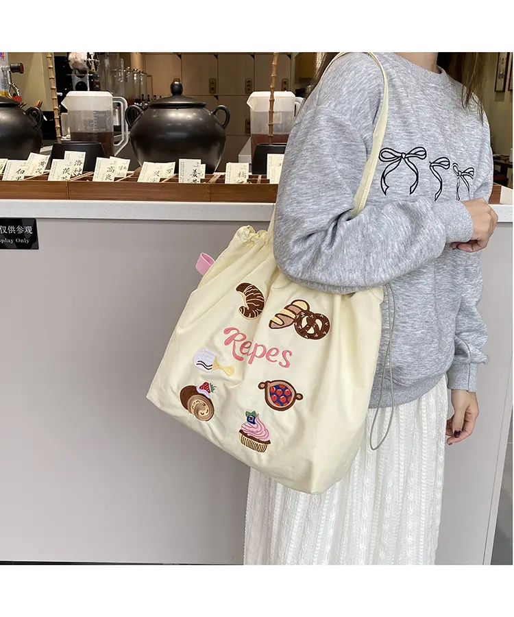 Cartoon Embroidered Shoulder Tote Bag for Women — feature 12