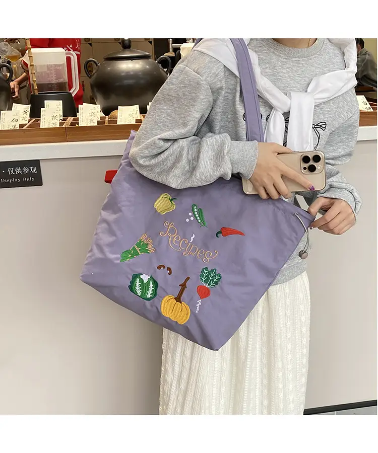 Cartoon Embroidered Shoulder Tote Bag for Women — feature 23