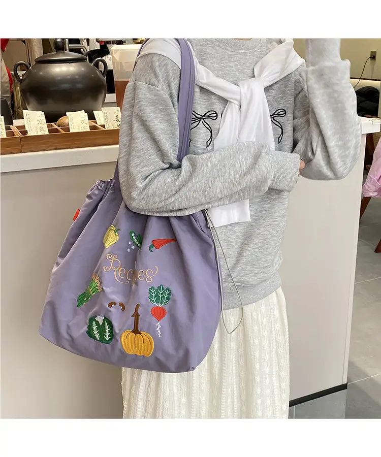 Cartoon Embroidered Shoulder Tote Bag for Women — feature 24