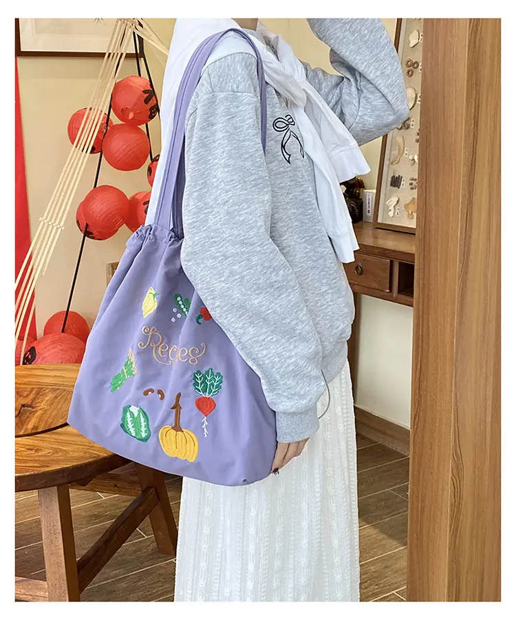 Cartoon Embroidered Shoulder Tote Bag for Women — feature 25