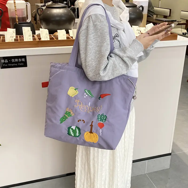 Cartoon Embroidered Shoulder Tote Bag for Women - Image 2
