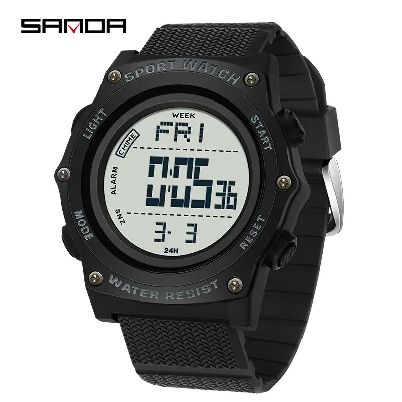 Men's Green Digital Sports Watch with Waterproof Screen - Image 2