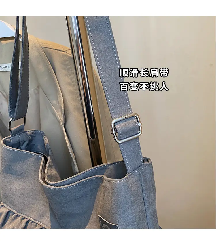 Women Ruffled Cloth Tote Bag Cream Large Capacity — feature 2