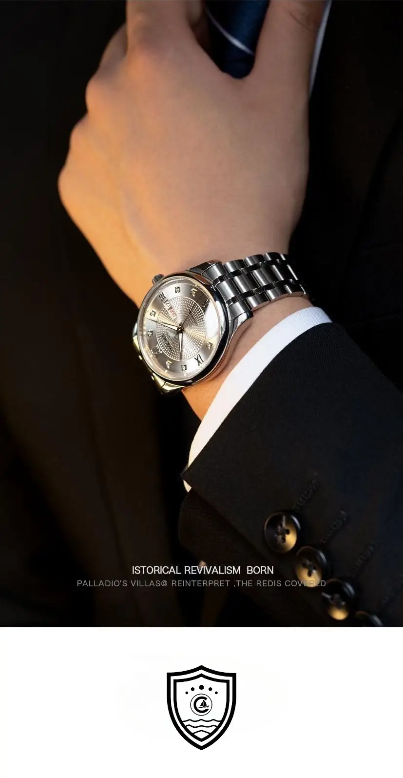 Guberson Men's Quartz Watch Black Leather Band — feature 5