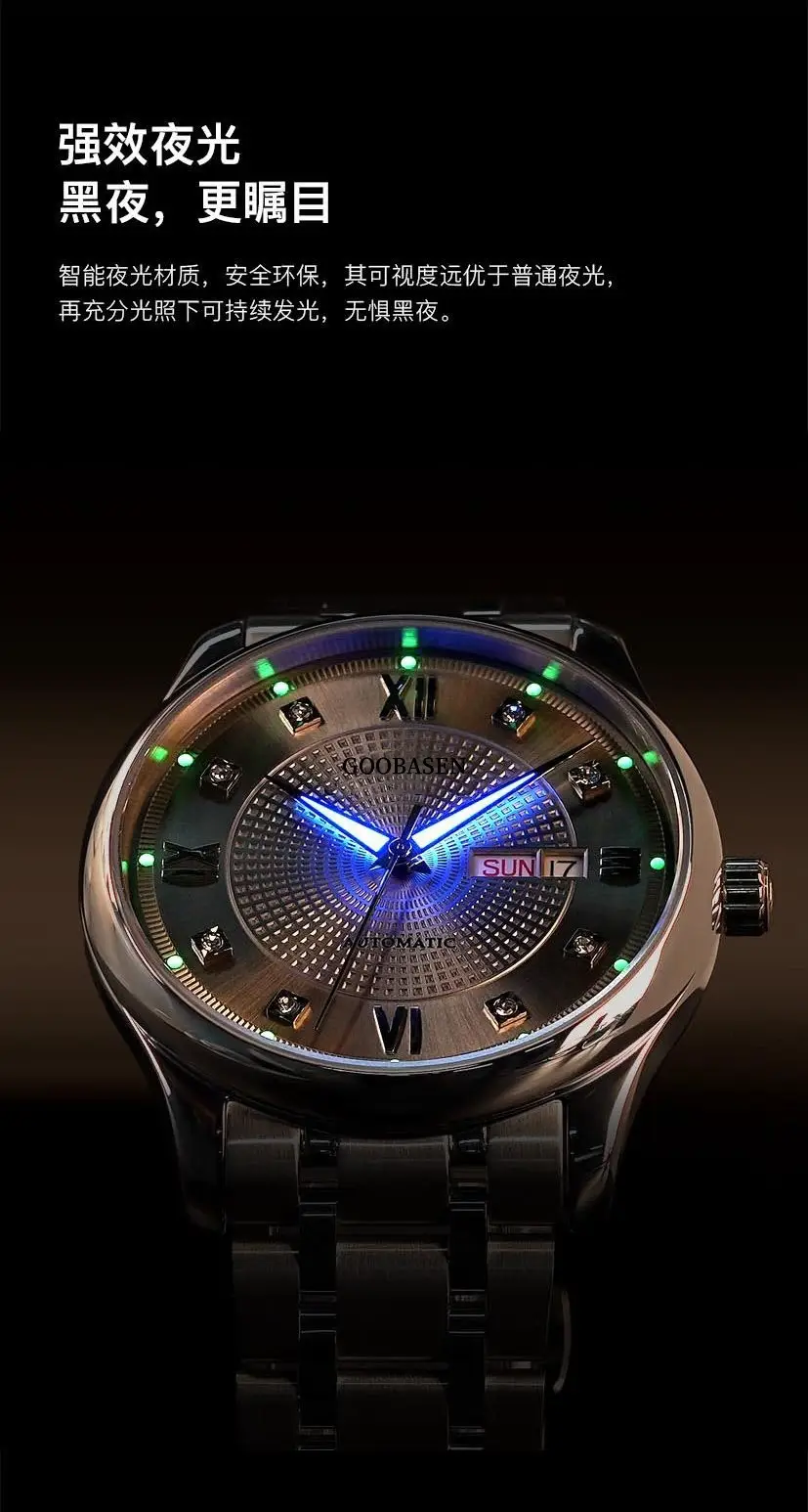 Guberson Men's Quartz Watch Black Leather Band — feature 6