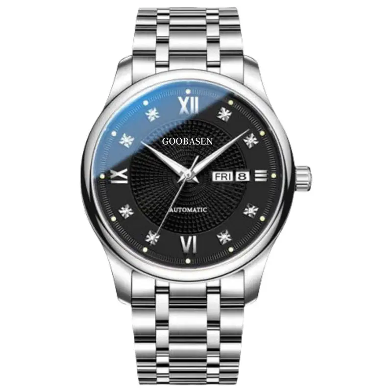 Guberson Men's Quartz Watch Black Leather Band