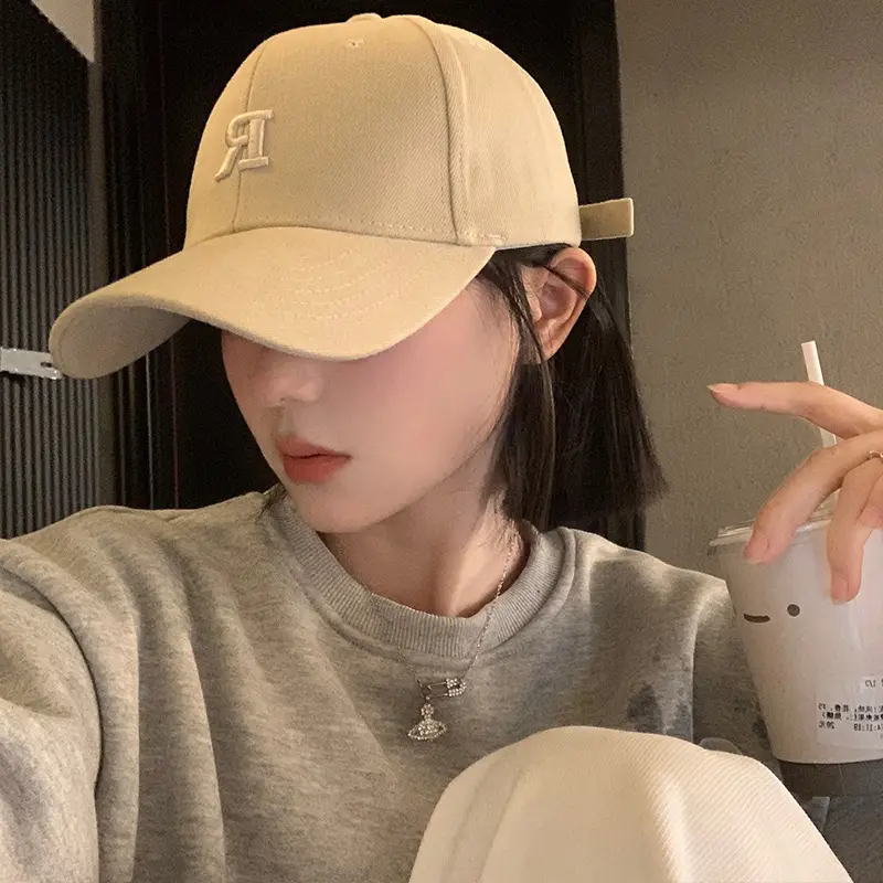 Black Letter Embroidered Baseball Cap for Women Large Head - Image 8