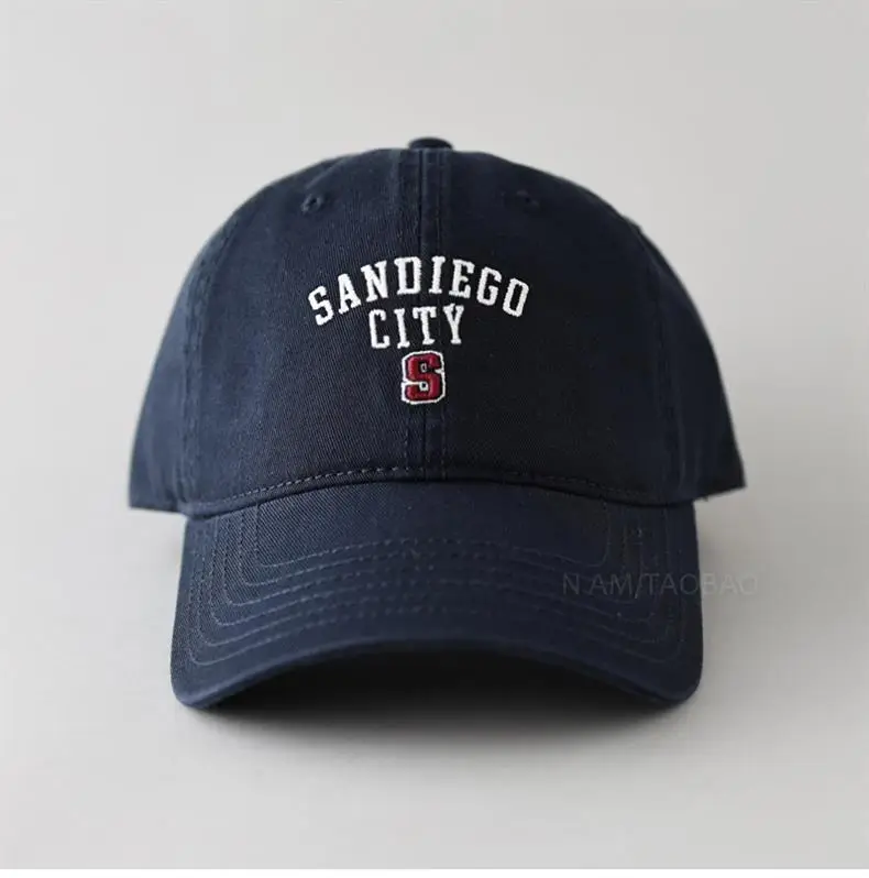 Women Baseball Cap Navy Blue Letter S Embroidered — feature 2