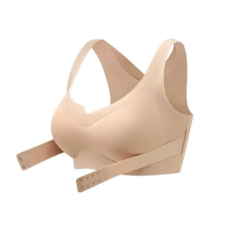 Women's Front Buckle Push Up Vest Bra Beige - Image 7