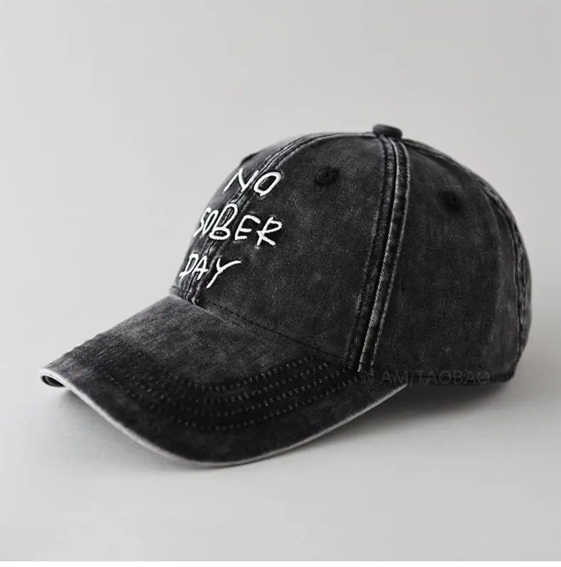 No Sober Day Black Baseball Cap for Men Women — feature 13