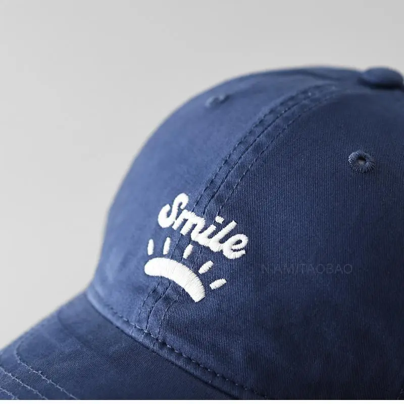 Women's Blue Smile Graphic Baseball Cap Wide Brim - Image 10