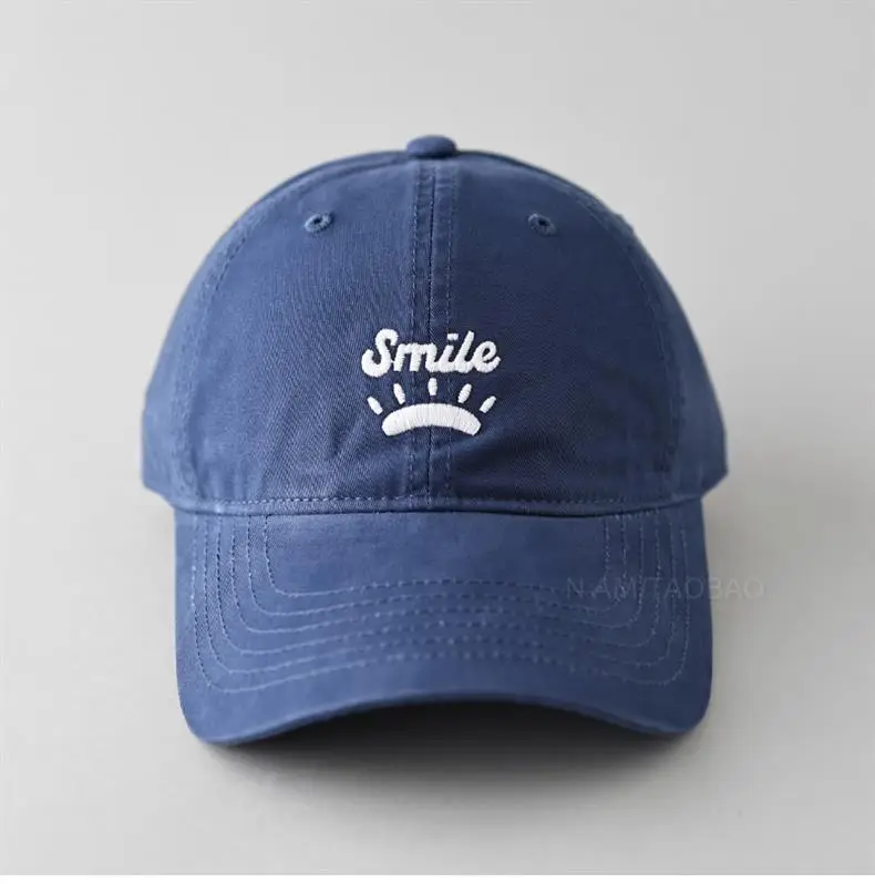 Women's Blue Smile Graphic Baseball Cap Wide Brim — feature 5