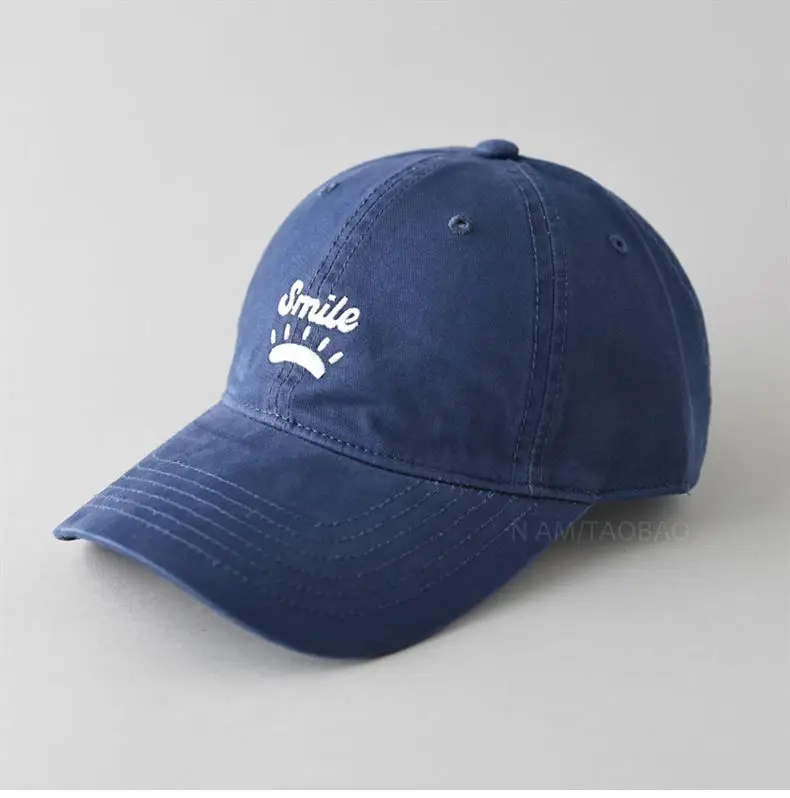 Women's Blue Smile Graphic Baseball Cap Wide Brim — feature 9