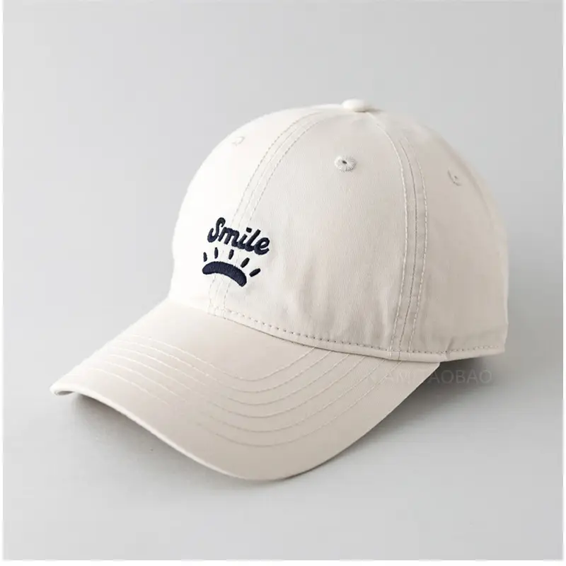 Women's Blue Smile Graphic Baseball Cap Wide Brim - Image 2