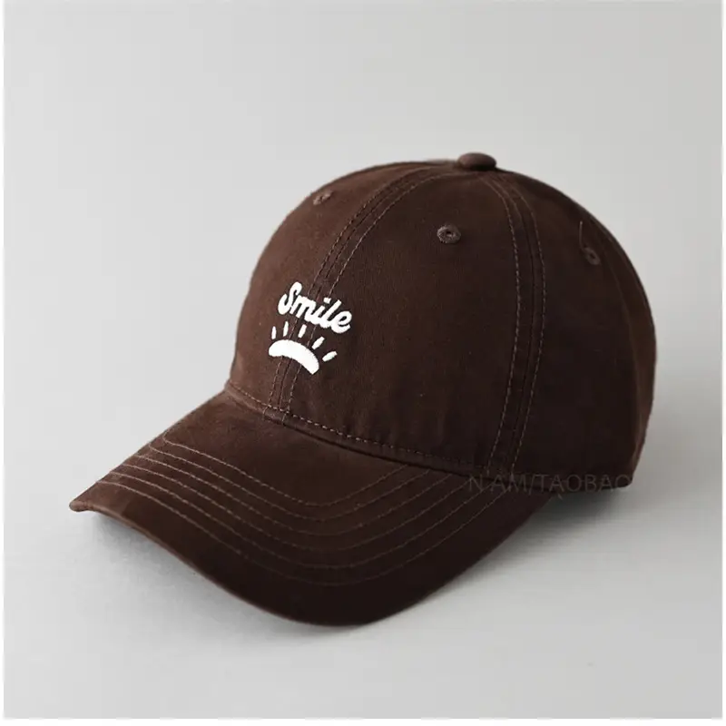 Women's Blue Smile Graphic Baseball Cap Wide Brim - Image 3