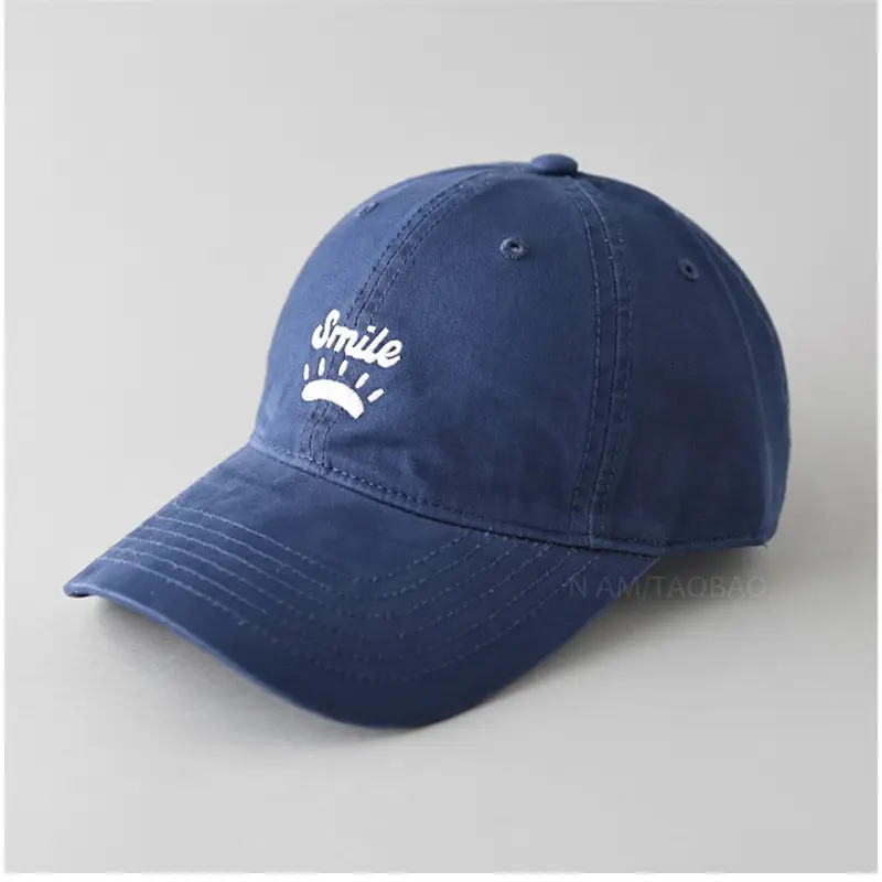 Women's Blue Smile Graphic Baseball Cap Wide Brim - Image 6