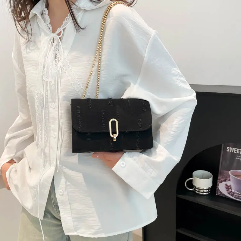 Denim Chain Shoulder Bag Blue Square Women's 2025
