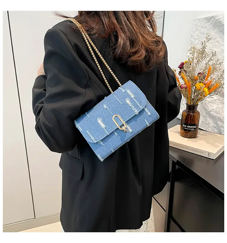 Denim Chain Shoulder Bag Blue Square Women's 2025 — feature 10