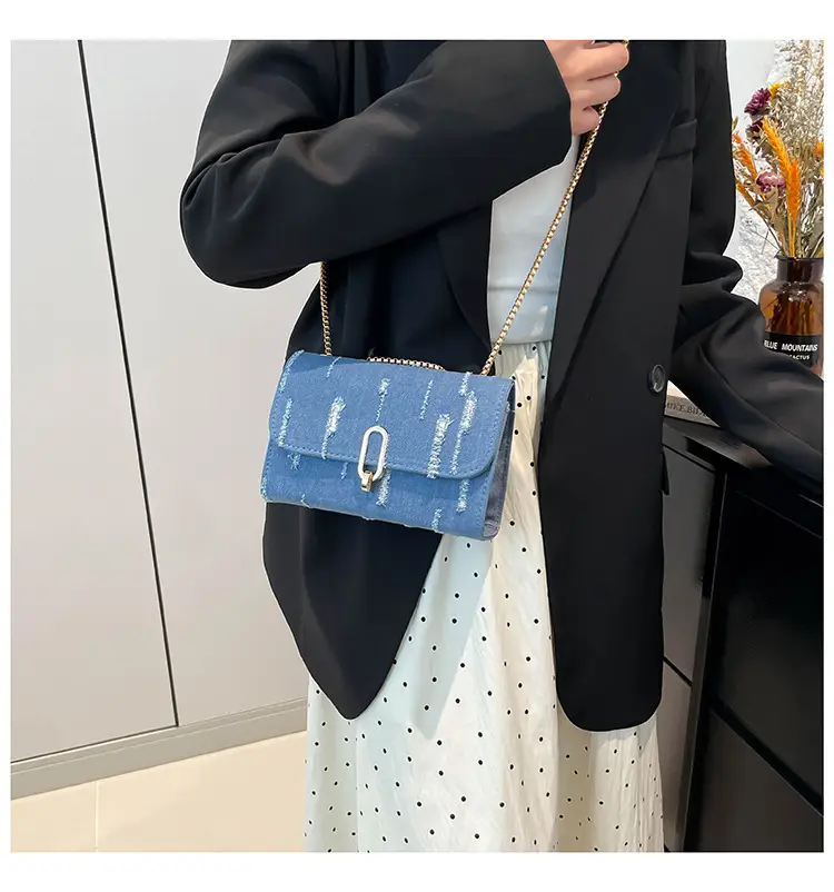 Denim Chain Shoulder Bag Blue Square Women's 2025 — feature 11