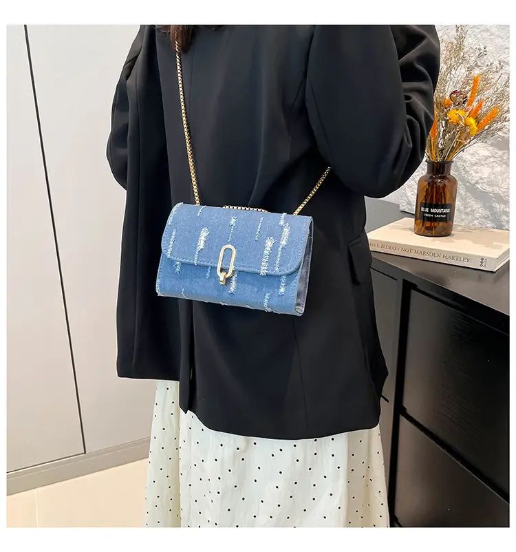Denim Chain Shoulder Bag Blue Square Women's 2025 — feature 12