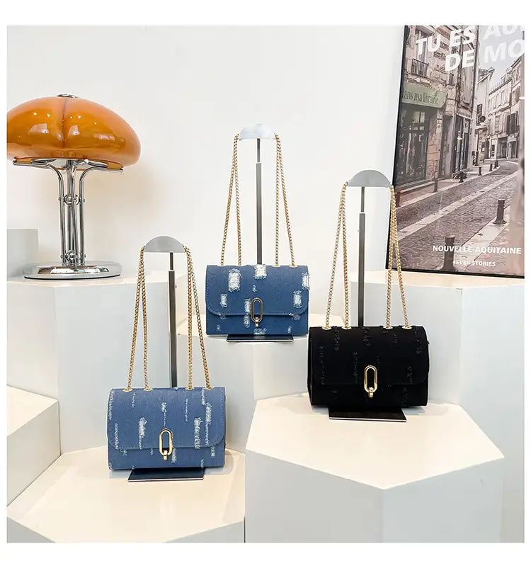Denim Chain Shoulder Bag Blue Square Women's 2025 — feature 17