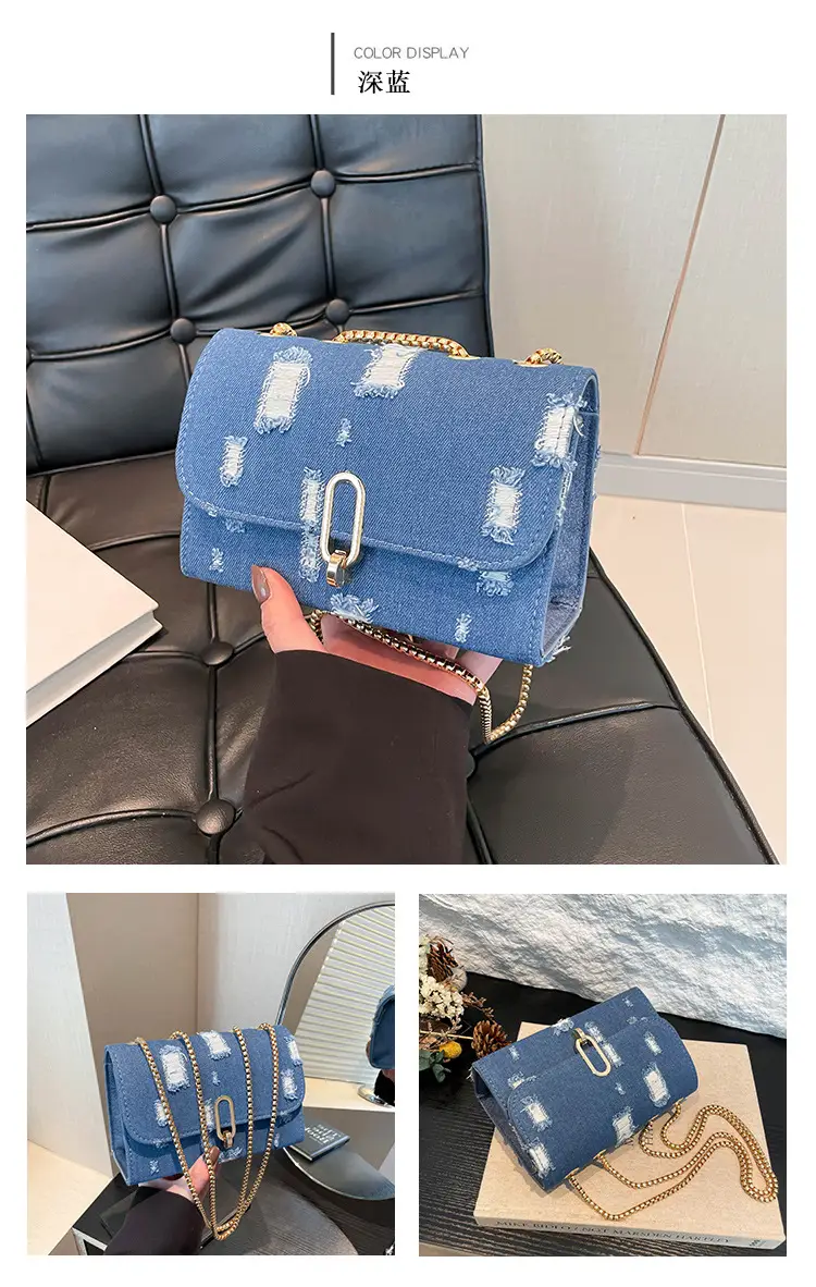 Denim Chain Shoulder Bag Blue Square Women's 2025 — feature 19