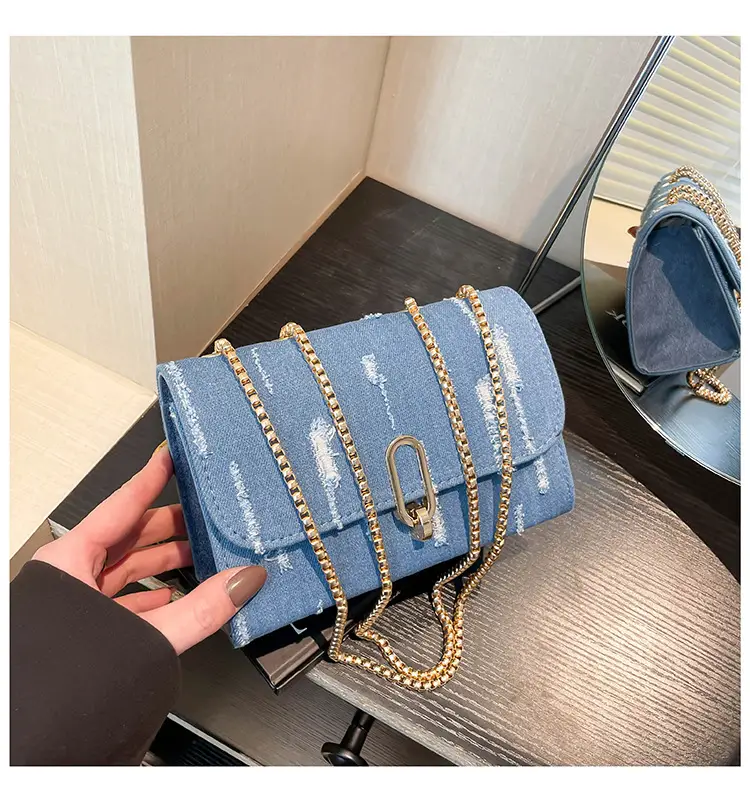 Denim Chain Shoulder Bag Blue Square Women's 2025 — feature 21
