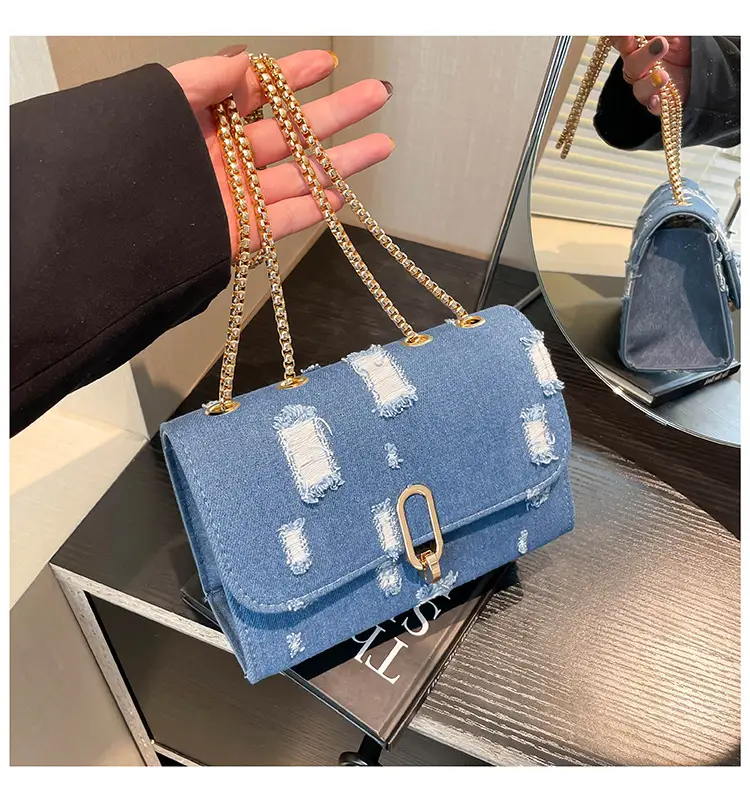Denim Chain Shoulder Bag Blue Square Women's 2025 — feature 23