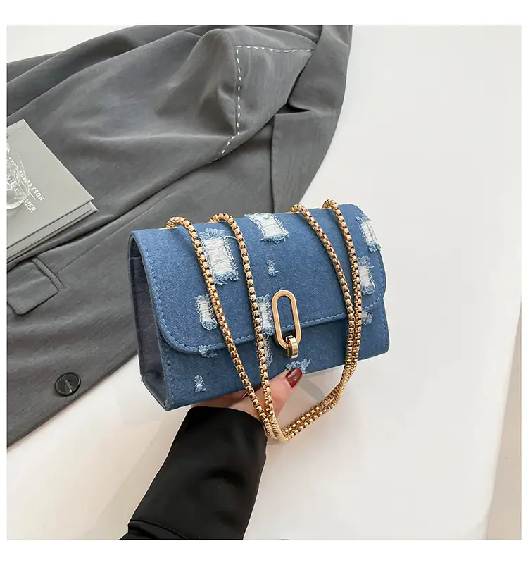 Denim Chain Shoulder Bag Blue Square Women's 2025 — feature 27