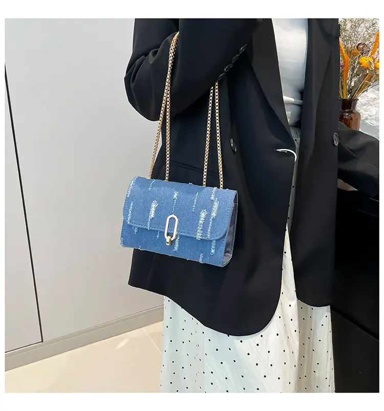 Denim Chain Shoulder Bag Blue Square Women's 2025 — feature 9