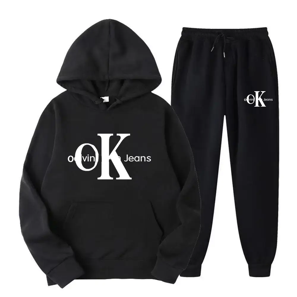 Women's American Style Fleece Hoodie Sweatshirt Set White Black Red Loose Fit — feature 2