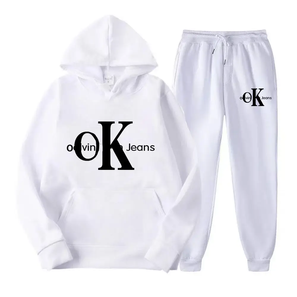 Women's American Style Fleece Hoodie Sweatshirt Set White Black Red Loose Fit — feature 6