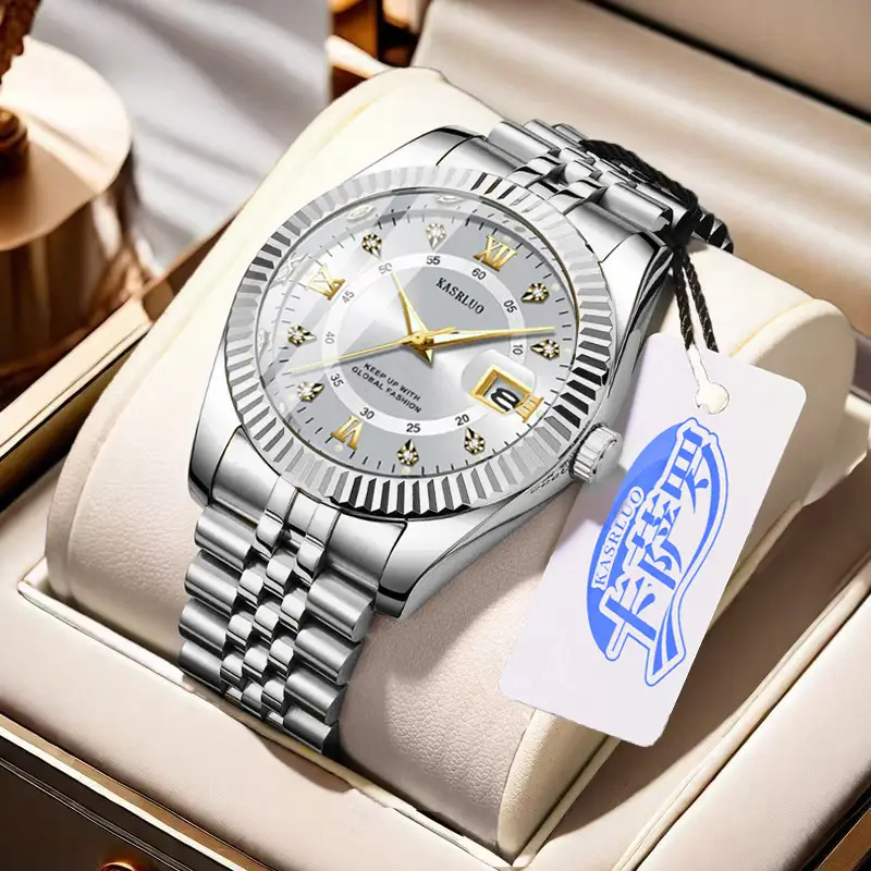 Men's Luminous Quartz Watch Blue Gold Band - Image 7