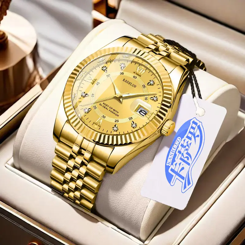 Men's Luminous Quartz Watch Blue Gold Band - Image 8
