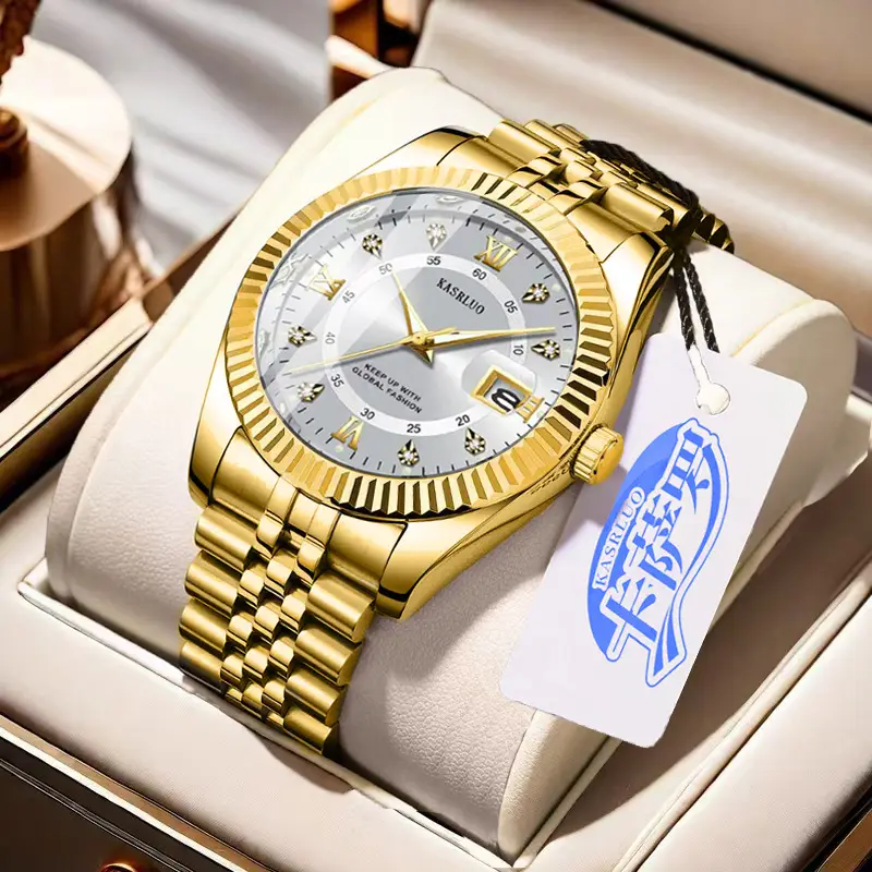 Men's Luminous Quartz Watch Blue Gold Band - Image 11