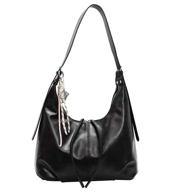 Women's Beige Leather Shoulder Bag with Adjustable Strap - Image 9