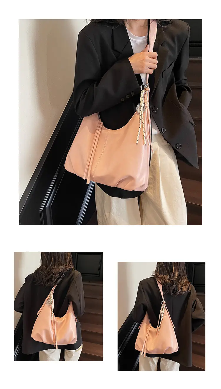 Women's Beige Leather Shoulder Bag with Adjustable Strap — feature 11