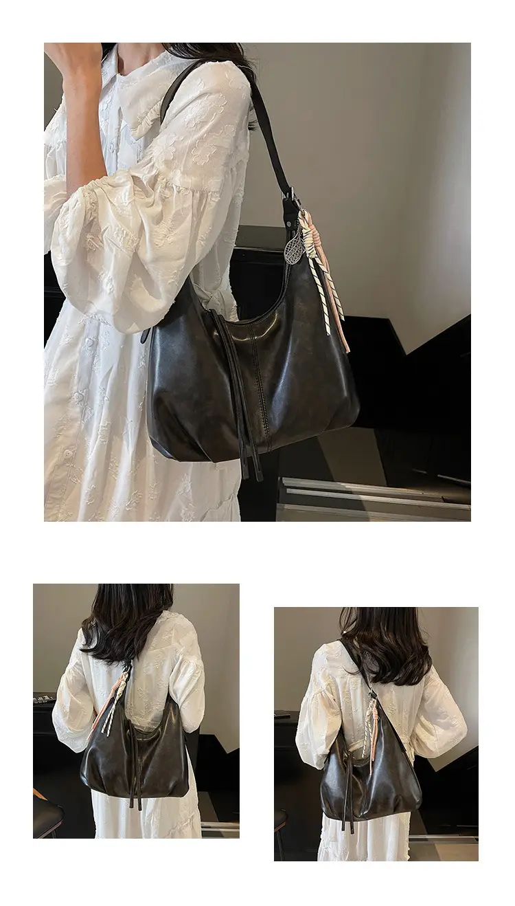 Women's Beige Leather Shoulder Bag with Adjustable Strap — feature 12